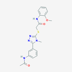 molecular formula C20H21N5O3S B302446 2-({5-[3-(acetylamino)phenyl]-4-methyl-4H-1,2,4-triazol-3-yl}sulfanyl)-N-(2-methoxyphenyl)acetamide 