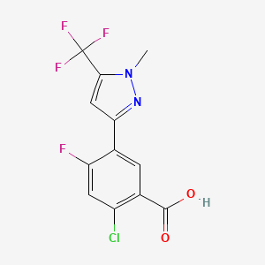 2-Chloro-4-fluoro-5-[1-methyl-5-(trifluoromethyl)-1H-pyrazol-3-yl]benzoic Acid