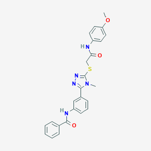 molecular formula C25H23N5O3S B302449 N-[3-(5-{[2-(4-methoxyanilino)-2-oxoethyl]sulfanyl}-4-methyl-4H-1,2,4-triazol-3-yl)phenyl]benzamide 