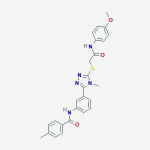 molecular formula C26H25N5O3S B302451 N-[3-(5-{[2-(4-methoxyanilino)-2-oxoethyl]sulfanyl}-4-methyl-4H-1,2,4-triazol-3-yl)phenyl]-4-methylbenzamide 