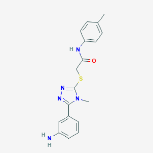 molecular formula C18H19N5OS B302452 2-{[5-(3-aminophenyl)-4-methyl-4H-1,2,4-triazol-3-yl]sulfanyl}-N-(4-methylphenyl)acetamide 