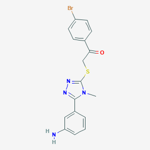 molecular formula C17H15BrN4OS B302457 2-{[5-(3-aminophenyl)-4-methyl-4H-1,2,4-triazol-3-yl]sulfanyl}-1-(4-bromophenyl)ethanone 