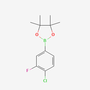 molecular formula C12H15BClFO2 B3024585 2-(4-Chloro-3-fluorophenyl)-4,4,5,5-tetramethyl-1,3,2-dioxaborolane CAS No. 627525-83-1