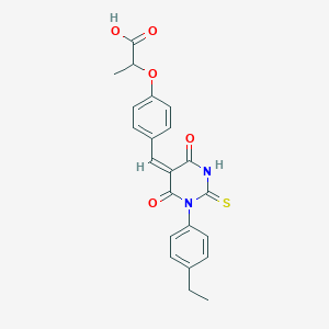 2-{4-[(1-(4-ethylphenyl)-4,6-dioxo-2-thioxotetrahydro-5(2H)-pyrimidinylidene)methyl]phenoxy}propanoic acid