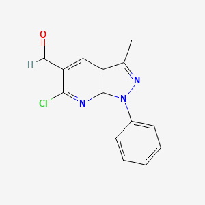 molecular formula C14H10ClN3O B3024647 6-Chloro-3-methyl-1-phenyl-1H-pyrazolo[3,4-b]pyridine-5-carbaldehyde CAS No. 81933-75-7