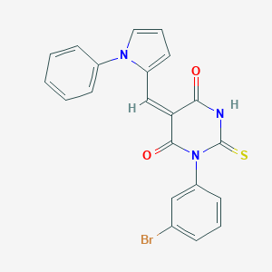 molecular formula C21H14BrN3O2S B302467 1-(3-bromophenyl)-5-[(1-phenyl-1H-pyrrol-2-yl)methylene]-2-thioxodihydro-4,6(1H,5H)-pyrimidinedione 
