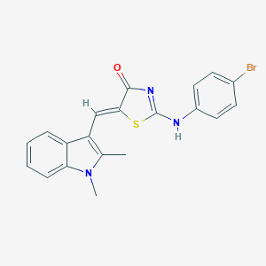 (5Z)-2-(4-bromoanilino)-5-[(1,2-dimethylindol-3-yl)methylidene]-1,3-thiazol-4-one
