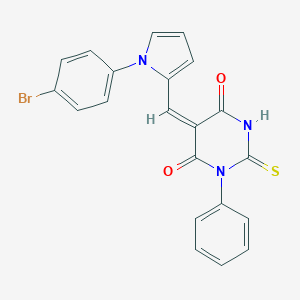 molecular formula C21H14BrN3O2S B302470 5-{[1-(4-bromophenyl)-1H-pyrrol-2-yl]methylene}-1-phenyl-2-thioxodihydro-4,6(1H,5H)-pyrimidinedione 