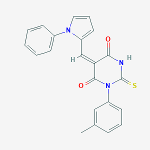 molecular formula C22H17N3O2S B302473 1-(3-methylphenyl)-5-[(1-phenyl-1H-pyrrol-2-yl)methylene]-2-thioxodihydro-4,6(1H,5H)-pyrimidinedione 