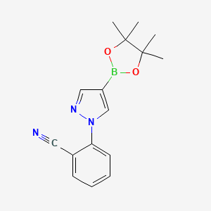 molecular formula C16H18BN3O2 B3024924 2-(4-(4,4,5,5-Tetramethyl-1,3,2-dioxaborolan-2-yl)-1H-pyrazol-1-yl)benzonitrile CAS No. 1402166-71-5