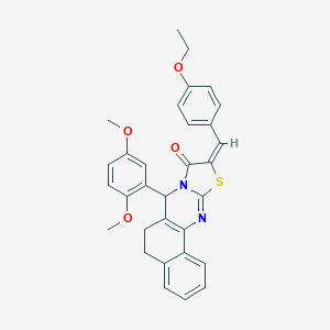 molecular formula C31H28N2O4S B302497 7-(2,5-dimethoxyphenyl)-10-(4-ethoxybenzylidene)-5,7-dihydro-6H-benzo[h][1,3]thiazolo[2,3-b]quinazolin-9(10H)-one 