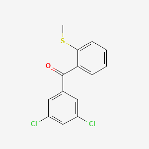 molecular formula C14H10Cl2OS B3025079 3,5-二氯-2'-(硫代甲基)苯甲酮 CAS No. 951888-30-5