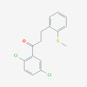 molecular formula C16H14Cl2OS B3025103 2',5'-二氯-3-(2-硫代甲基苯基)丙酮 CAS No. 898780-49-9