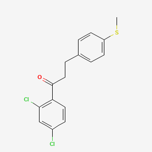 molecular formula C16H14Cl2OS B3025105 2',4'-二氯-3-(4-硫代甲基苯基)丙基苯甲酮 CAS No. 898781-69-6