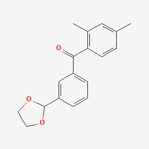 molecular formula C18H18O3 B3025141 2,4-二甲基-3'-(1,3-二氧杂环-2-基)苯甲酮 CAS No. 898779-33-4