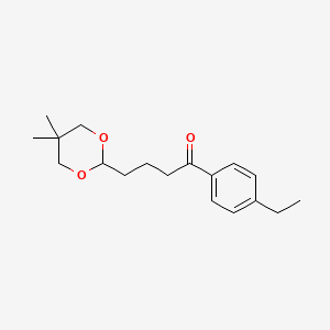molecular formula C18H26O3 B3025167 4-(5,5-Dimethyl-1,3-dioxan-2-YL)-4'-ethylbutyrophenone CAS No. 898787-21-8