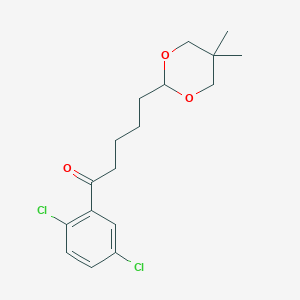 molecular formula C17H22Cl2O3 B3025182 2',5'-Dichloro-5-(5,5-dimethyl-1,3-dioxan-2-YL)valerophenone CAS No. 898756-95-1