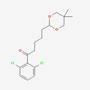 molecular formula C17H22Cl2O3 B3025184 2',6'-Dichloro-5-(5,5-dimethyl-1,3-dioxan-2-yl)valerophenone CAS No. 898757-01-2