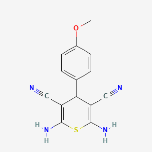 molecular formula C14H12N4OS B3025202 2,6-diamino-4-(4-methoxyphenyl)-4H-thiopyran-3,5-dicarbonitrile CAS No. 102423-74-5