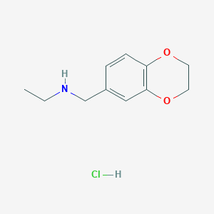 molecular formula C11H16ClNO2 B3025446 N-((2,3-Dihydrobenzo[b][1,4]dioxin-6-yl)methyl)ethanamine hydrochloride CAS No. 1052543-02-8