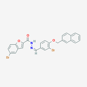 molecular formula C27H18Br2N2O3 B302547 5-bromo-N'-[3-bromo-4-(2-naphthylmethoxy)benzylidene]-1-benzofuran-2-carbohydrazide 
