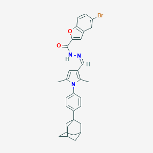 molecular formula C32H32BrN3O2 B302549 N'-({1-[4-(1-adamantyl)phenyl]-2,5-dimethyl-1H-pyrrol-3-yl}methylene)-5-bromo-1-benzofuran-2-carbohydrazide 