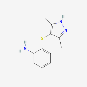 molecular formula C11H13N3S B3025504 2-[(3,5-二甲基-1H-吡唑-4-基)硫烷基]苯胺 CAS No. 150536-99-5