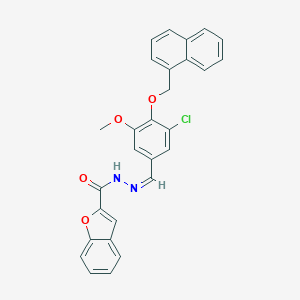 molecular formula C28H21ClN2O4 B302551 N'-[3-chloro-5-methoxy-4-(1-naphthylmethoxy)benzylidene]-1-benzofuran-2-carbohydrazide 