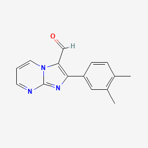 B3025533 2-(3,4-Dimethylphenyl)imidazo[1,2-a]pyrimidine-3-carbaldehyde CAS No. 881041-70-9