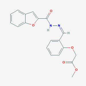 molecular formula C19H16N2O5 B302555 Methyl {2-[2-(1-benzofuran-2-ylcarbonyl)carbohydrazonoyl]phenoxy}acetate 