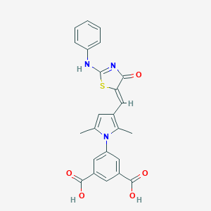 molecular formula C24H19N3O5S B302557 5-[3-[(Z)-(2-anilino-4-oxo-1,3-thiazol-5-ylidene)methyl]-2,5-dimethylpyrrol-1-yl]benzene-1,3-dicarboxylic acid 