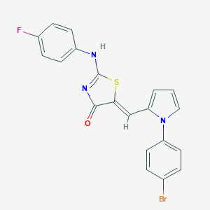 molecular formula C20H13BrFN3OS B302560 (5Z)-5-[[1-(4-bromophenyl)pyrrol-2-yl]methylidene]-2-(4-fluoroanilino)-1,3-thiazol-4-one 
