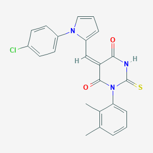 molecular formula C23H18ClN3O2S B302568 5-{[1-(4-chlorophenyl)-1H-pyrrol-2-yl]methylene}-1-(2,3-dimethylphenyl)-2-thioxodihydro-4,6(1H,5H)-pyrimidinedione 