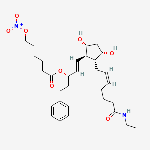 molecular formula C31H46N2O8 B3025680 6-(nitrooxy)-hexanoic acid, (1S,2E)-3-[(1R,2R,3S,5R)-2-[(2Z)-7-(ethylamino)-7-oxo-2-hepten-1-yl]-3,5-dihydroxycyclopentyl]-1-(2-phenylethyl)-2-propen-1-yl ester CAS No. 1194396-71-8