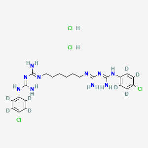 molecular formula C22H32Cl4N10 B3025733 N1,N14-bis(4-chlorophenyl-d4)-3,12-diimino-2,4,11,13-tetraazatetradecanediimidamide, dihydrochloride CAS No. 2012598-75-1