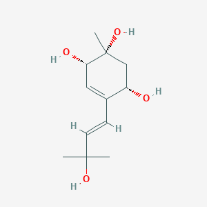 molecular formula C12H20O4 B3025744 (1S,2R,4S)-5-[(E)-3-Hydroxy-3-methylbut-1-enyl]-2-methylcyclohex-5-ene-1,2,4-triol CAS No. 863480-61-9