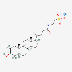 molecular formula C26H44NNaO5S B3025750 2-[[(3alpha,5beta)-3-Hydroxy-24-oxocholan-24-yl-2,2,4,4-d4]amino]-ethanesulfonic acid, monosodium salt CAS No. 2410279-97-7