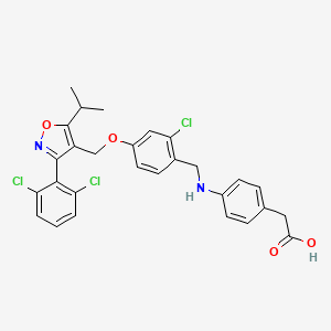 molecular formula C28H25Cl3N2O4 B3025754 4-[[[2-Chloro-4-[[3-(2,6-dichlorophenyl)-5-(1-methylethyl)-4-isoxazolyl]methoxy]phenyl]methyl]amino]-benzeneacetic acid CAS No. 2522599-79-5