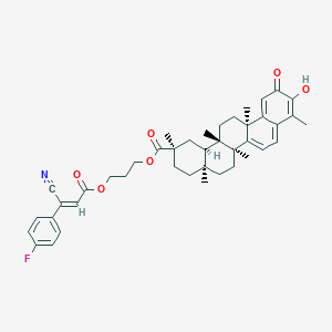 molecular formula C42H48FNO6 B3025757 (9β,13α,14β,20α)-3-羟基-9,13-二甲基-2-氧代-24,25,26-三去甲齐墩果烷-1(10),3,5,7-四烯-29-酸，3-[[(2Z)-3-氰基-3-(4-氟苯基)-1-氧代-2-丙烯-1-基]氧代]丙基酯 CAS No. 2413849-81-5