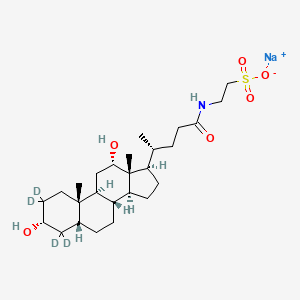 molecular formula C26H44NNaO6S B3025760 2-[[(3alpha,5beta,12alpha)-3,12-Dihydroxy-24-oxocholan-24-yl-2,2,4,4-d4]amino]-ethanesulfonic acid, monosodium salt CAS No. 2410279-82-0