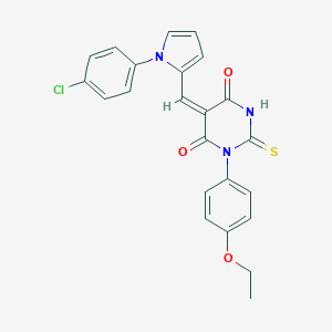molecular formula C23H18ClN3O3S B302578 5-{[1-(4-chlorophenyl)-1H-pyrrol-2-yl]methylene}-1-(4-ethoxyphenyl)-2-thioxodihydro-4,6(1H,5H)-pyrimidinedione 