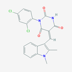 molecular formula C21H15Cl2N3O3 B302579 1-(2,4-dichlorophenyl)-5-[(1,2-dimethyl-1H-indol-3-yl)methylene]-2,4,6(1H,3H,5H)-pyrimidinetrione 