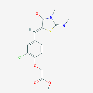 molecular formula C14H13ClN2O4S B302582 (2-Chloro-4-{[3-methyl-2-(methylimino)-4-oxo-1,3-thiazolidin-5-ylidene]methyl}phenoxy)acetic acid 