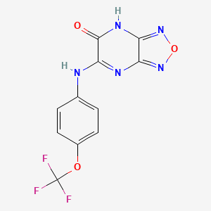 molecular formula C11H6F3N5O3 B3025871 6-[[4-(trifluoromethoxy)phenyl]amino]-[1,2,5]oxadiazolo[3,4-b]pyrazin-5(3H)-one CAS No. 2379550-82-8