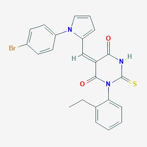molecular formula C23H18BrN3O2S B302588 5-{[1-(4-bromophenyl)-1H-pyrrol-2-yl]methylene}-1-(2-ethylphenyl)-2-thioxodihydro-4,6(1H,5H)-pyrimidinedione 