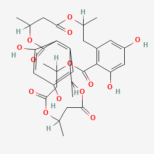 12,14,30,32-Tetrahydroxy-4,8,18,22,26-pentamethyl-3,7,17,21,25-pentaoxatricyclo[26.4.0.010,15]dotriaconta-1(28),10(15),11,13,29,31-hexaene-2,6,16,20,24-pentone