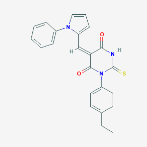 molecular formula C23H19N3O2S B302594 1-(4-ethylphenyl)-5-[(1-phenyl-1H-pyrrol-2-yl)methylene]-2-thioxodihydro-4,6(1H,5H)-pyrimidinedione 