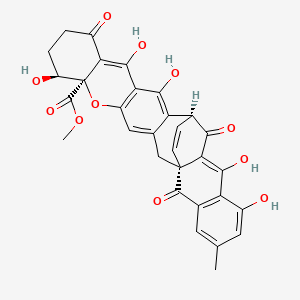 molecular formula C31H24O11 B3025961 Methyl (1R,7R,8S,17S)-8,13,15,20,22-pentahydroxy-24-methyl-11,18,27-trioxo-6-oxaheptacyclo[15.10.2.01,19.03,16.05,14.07,12.021,26]nonacosa-3,5(14),12,15,19,21(26),22,24,28-nonaene-7-carboxylate CAS No. 151063-27-3