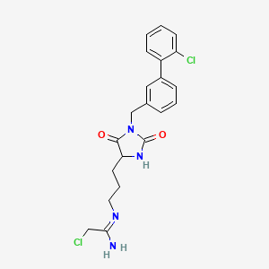 molecular formula C21H22Cl2N4O2 B3025967 2-chloro-N-[3-[1-[(2'-chloro[1,1'-biphenyl]-3-yl)methyl]-2,5-dioxo-4-imidazolidinyl]propyl]-ethanimidamide CAS No. 1671088-84-8