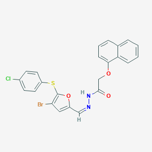 molecular formula C23H16BrClN2O3S B302597 N'-({4-bromo-5-[(4-chlorophenyl)sulfanyl]-2-furyl}methylene)-2-(1-naphthyloxy)acetohydrazide 